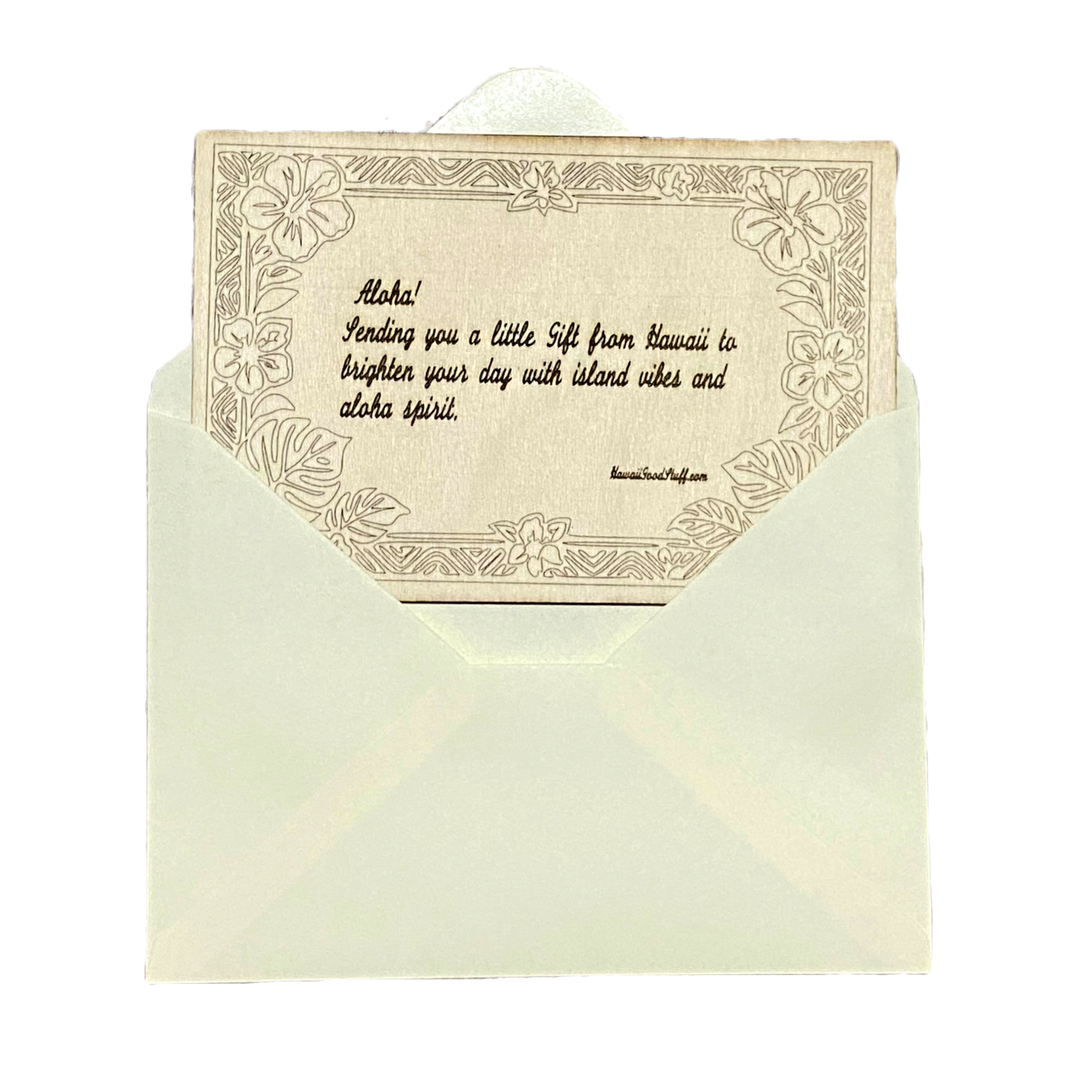 Custom Engraved Hawaii Wood Postcard