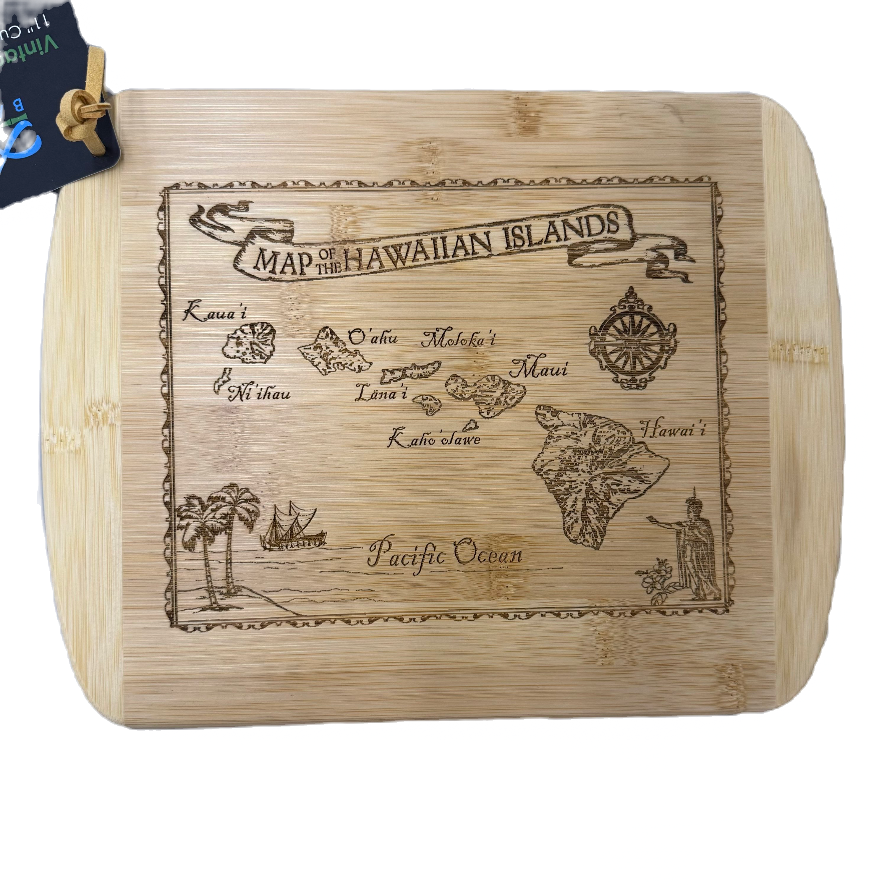 Bamboo Map of Hawaiian Islands Cutting/Serving Board