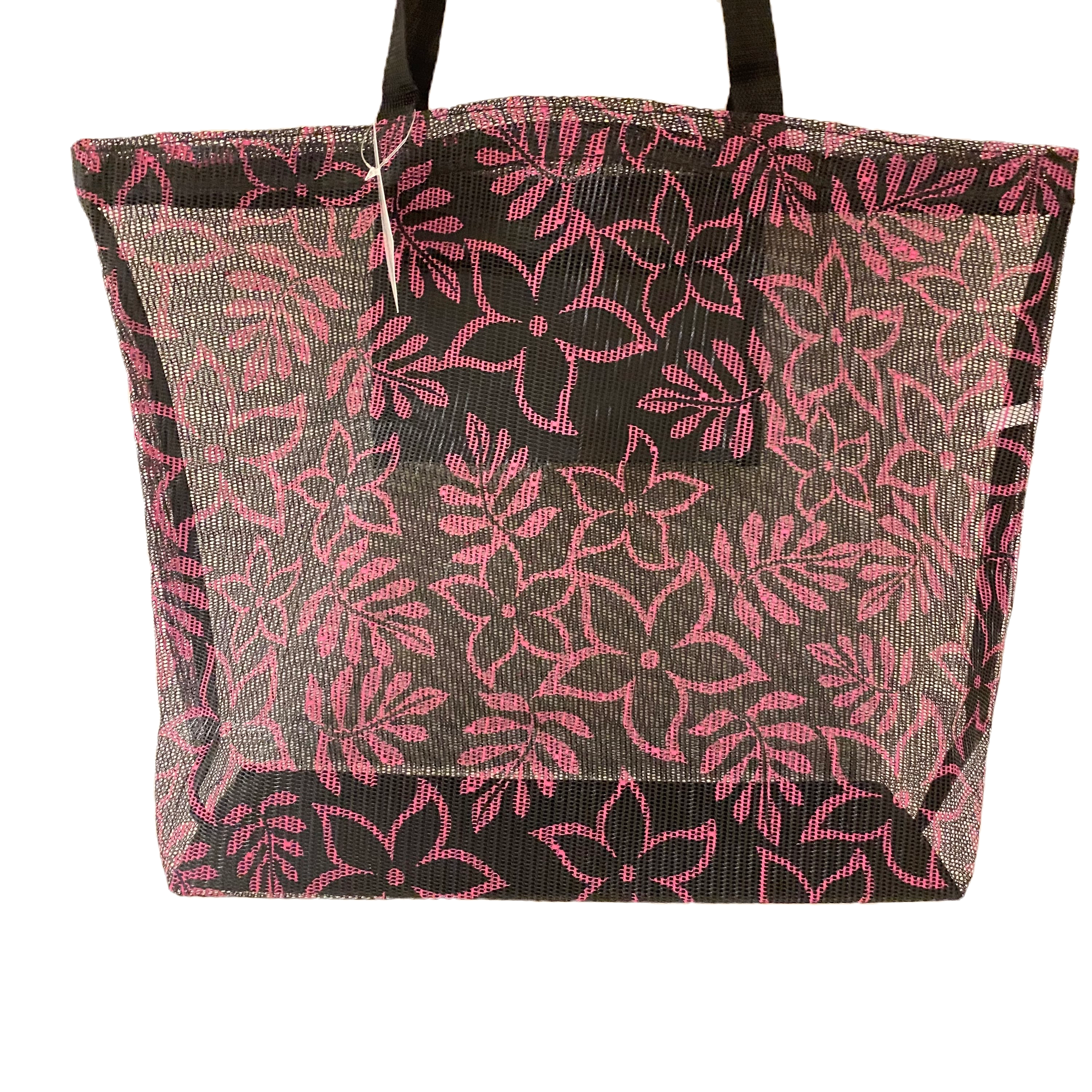 Pink Flowers Zipper Large Beach Tote Bag