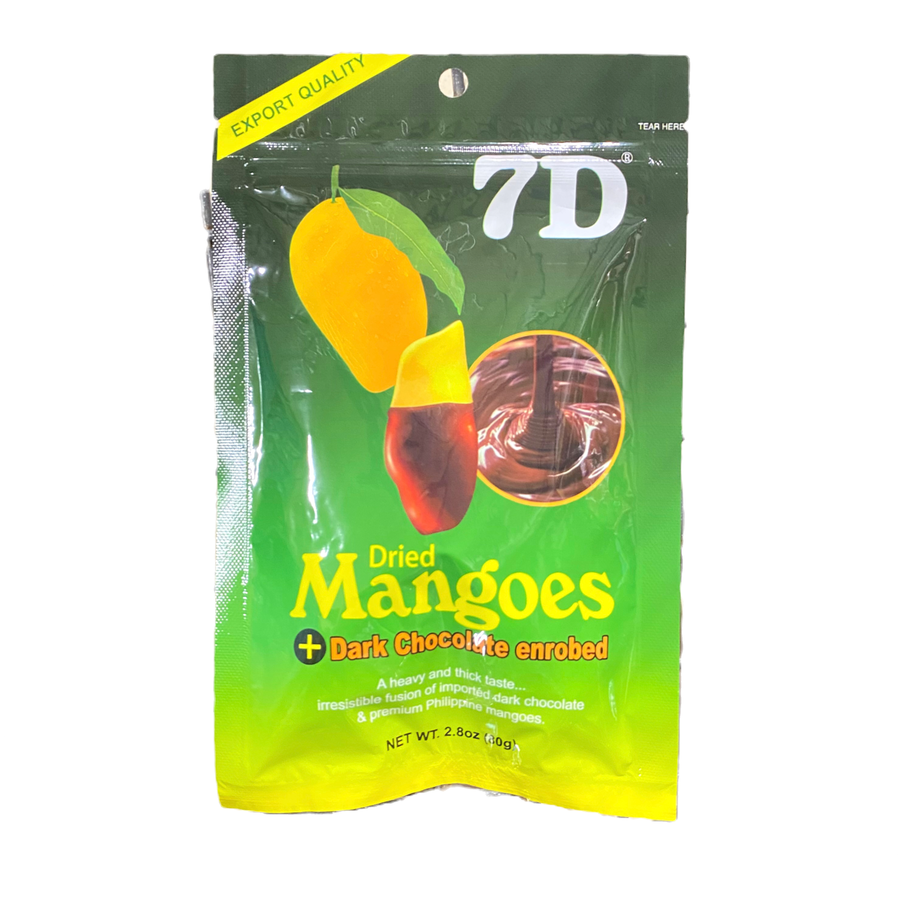 7D Dried Mango Slices Enrobed in Dark Chocolate  2.8oz from Philippines