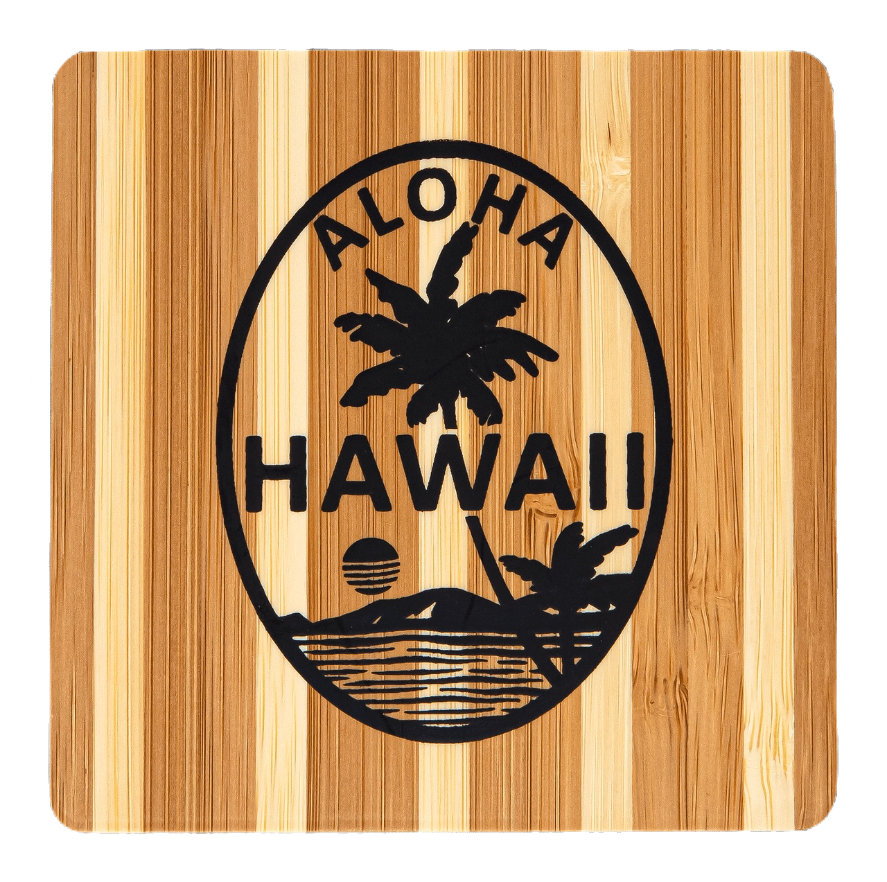 Aloha Hawaii Palm Tree Bamboo Coaster