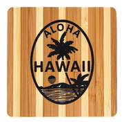 Aloha Hawaii Palm Tree Bamboo Coaster