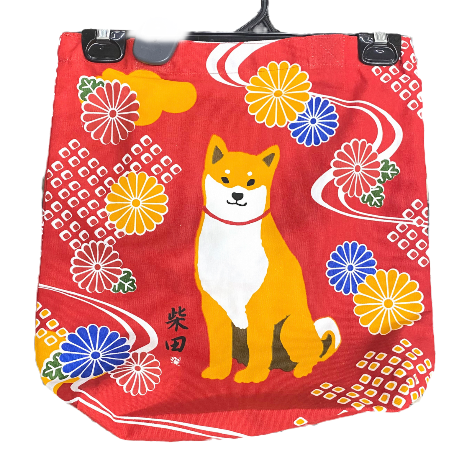 Flower Red Shiba Inu Tote Bag