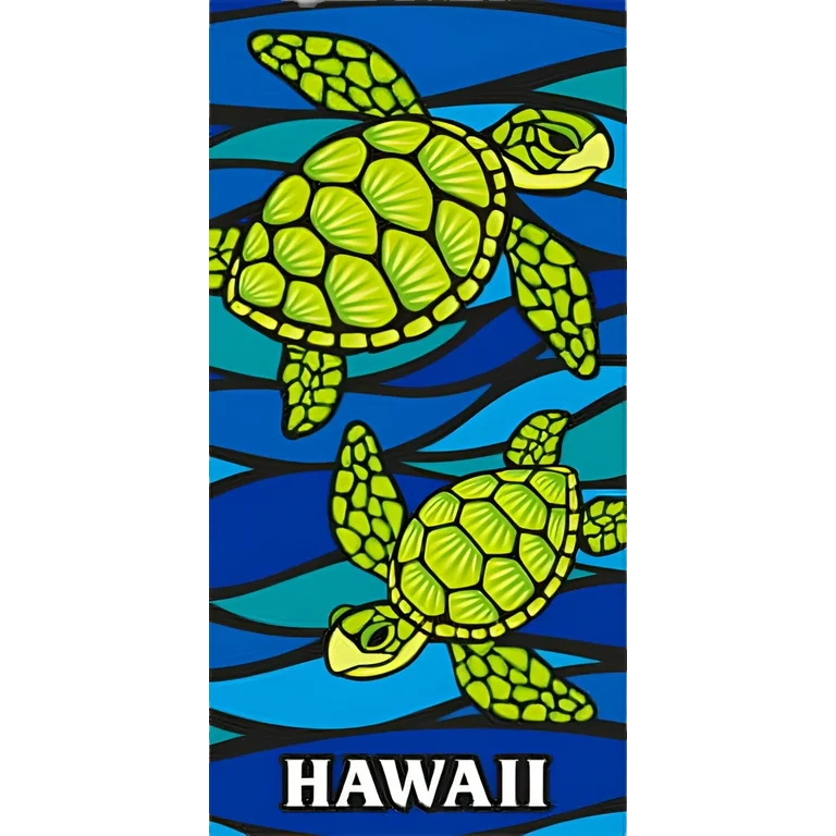 Hawaii Beach Towel Blue Turtle Honu Sea Glass Extra Large Beach Towel