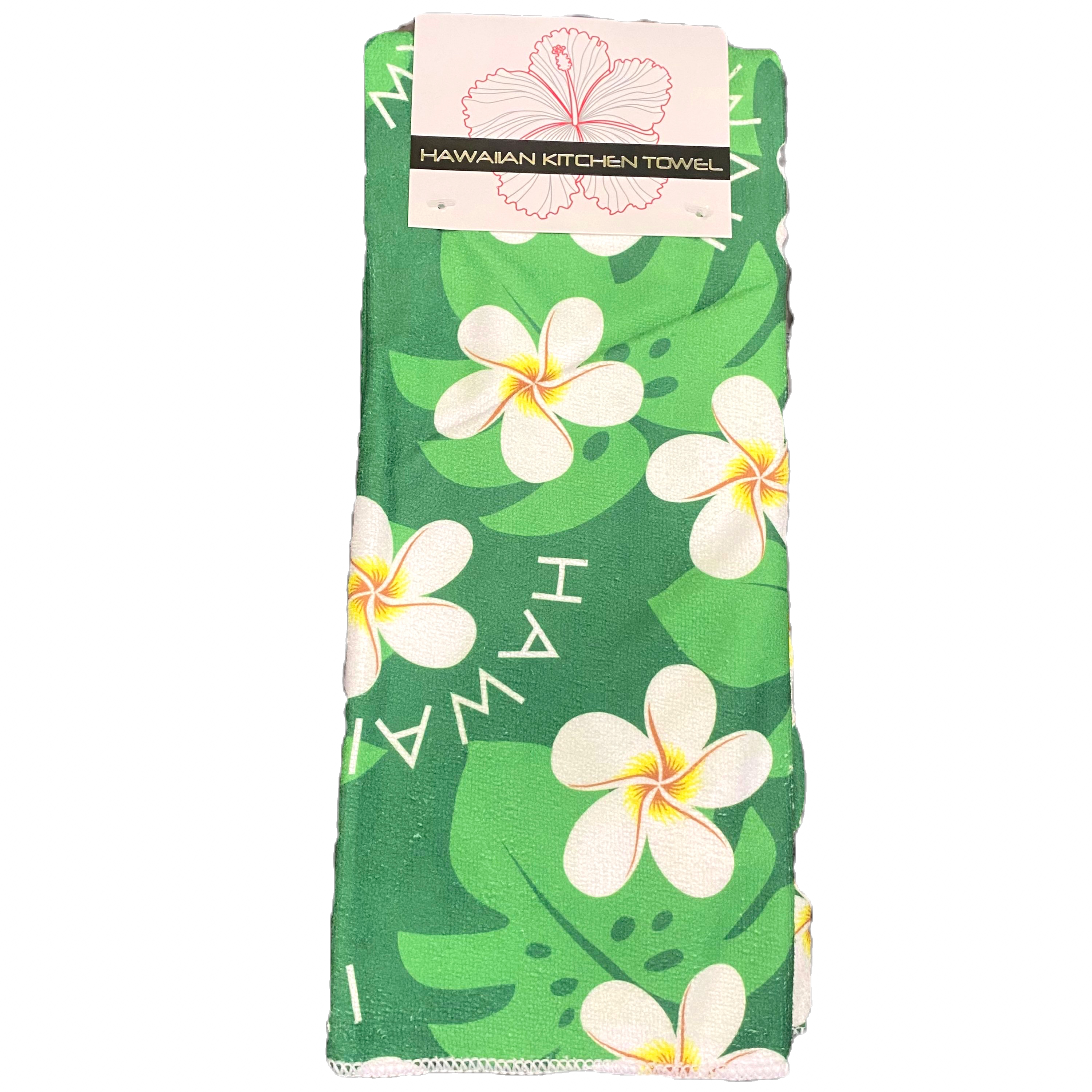 Green Leaf Hibiscus Hawaii Kitchen 100% Microfiber Towel