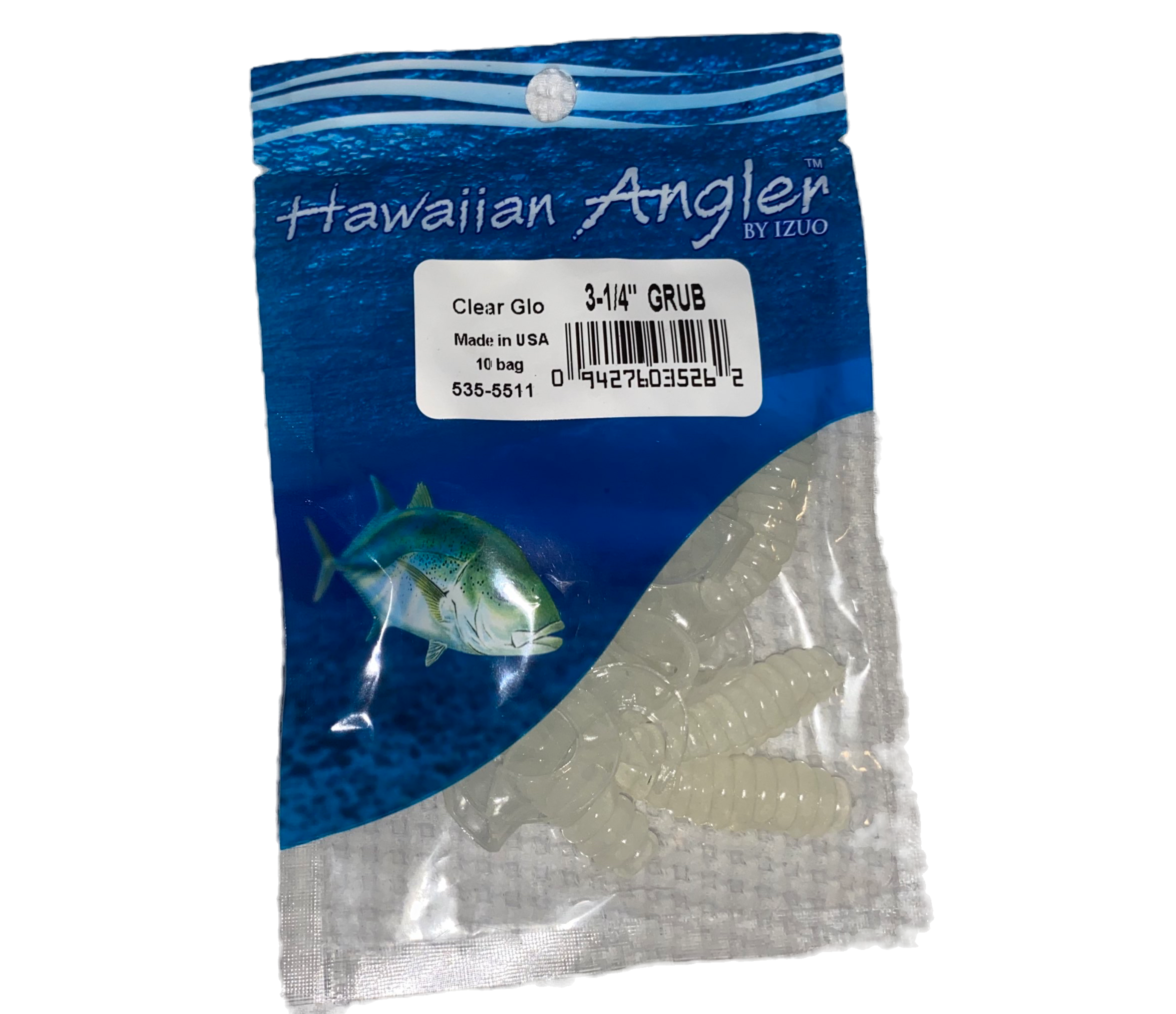 Hawaiian Angler 3-1/4 Grub Clear Glo