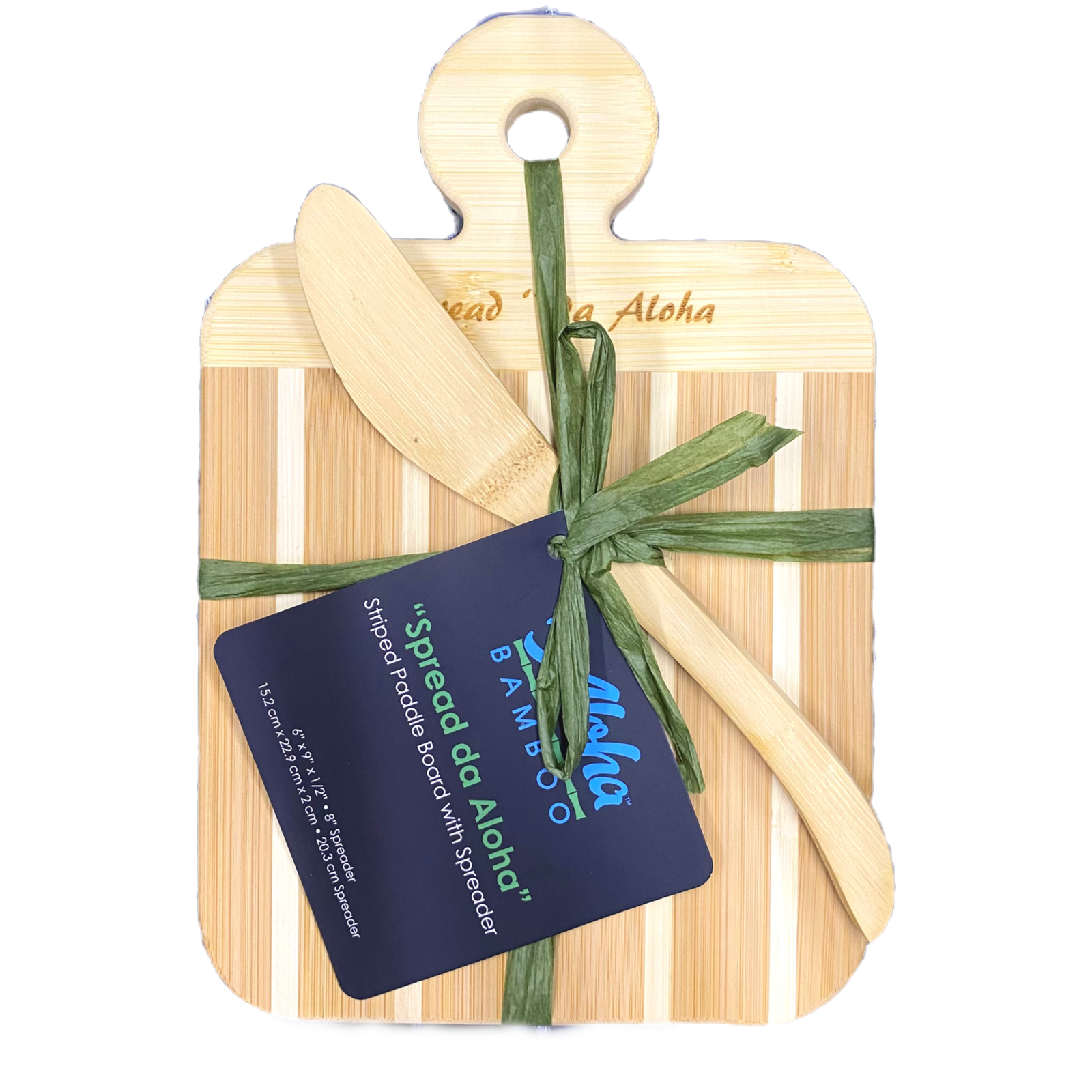 Hawaiian Striped Paddle Bamboo Board w/Spreader “Spread Da Aloha”