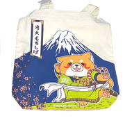Sakura Samurai in Mt. Fuji Shiba Inu Tote Bag, Imported from Japan