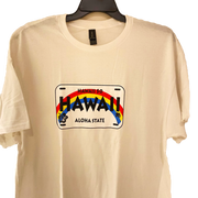 Hawaii License Plate, White T-shirt XL
