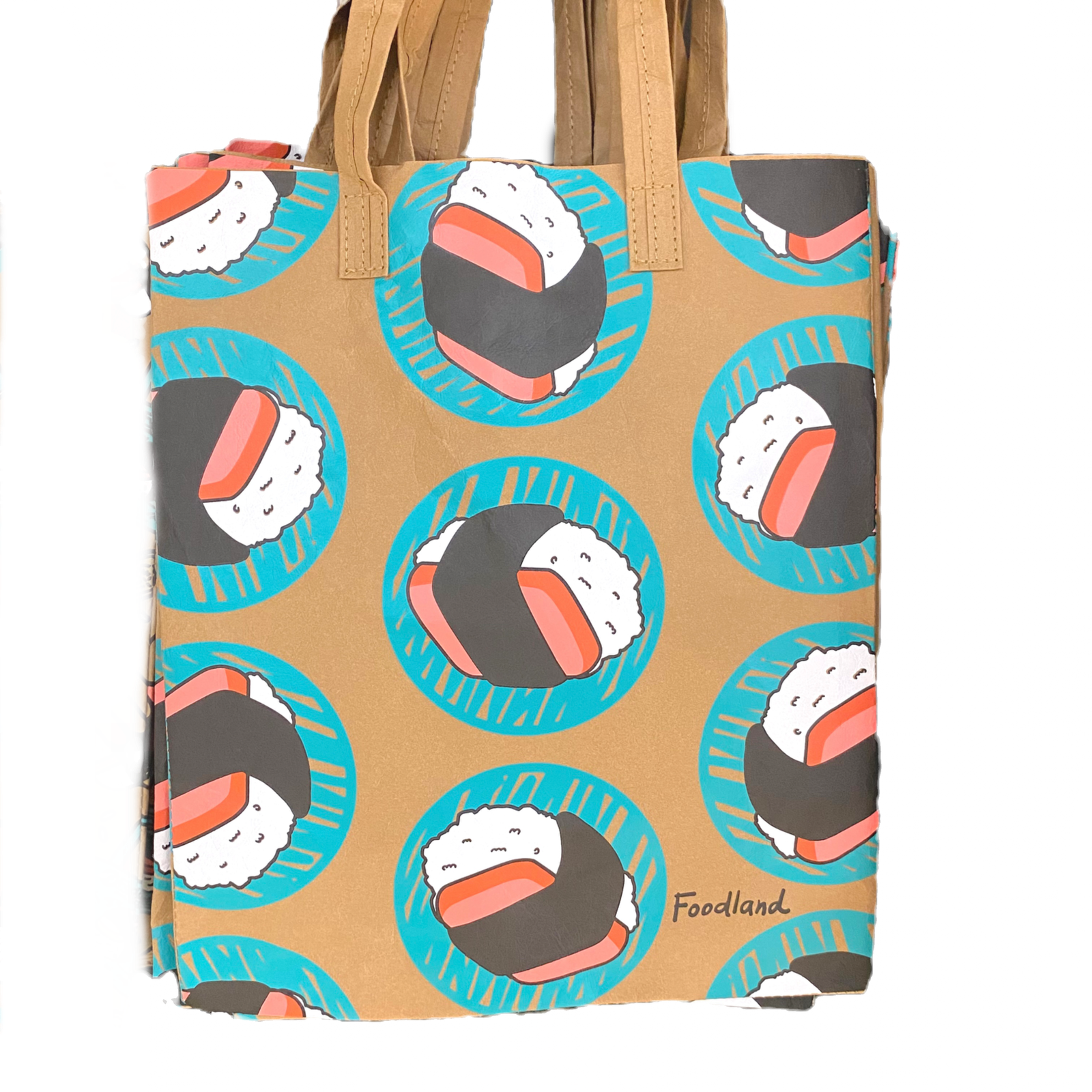 Foodland Spam Musubi Circles, Paper Washable Tote Bag