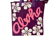 Aloha Hibiscus Purple Insulated Hawaiian Tote Bag
