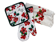 Hawaii Flower Pot Holder, Oven Mitt, and Towel Set