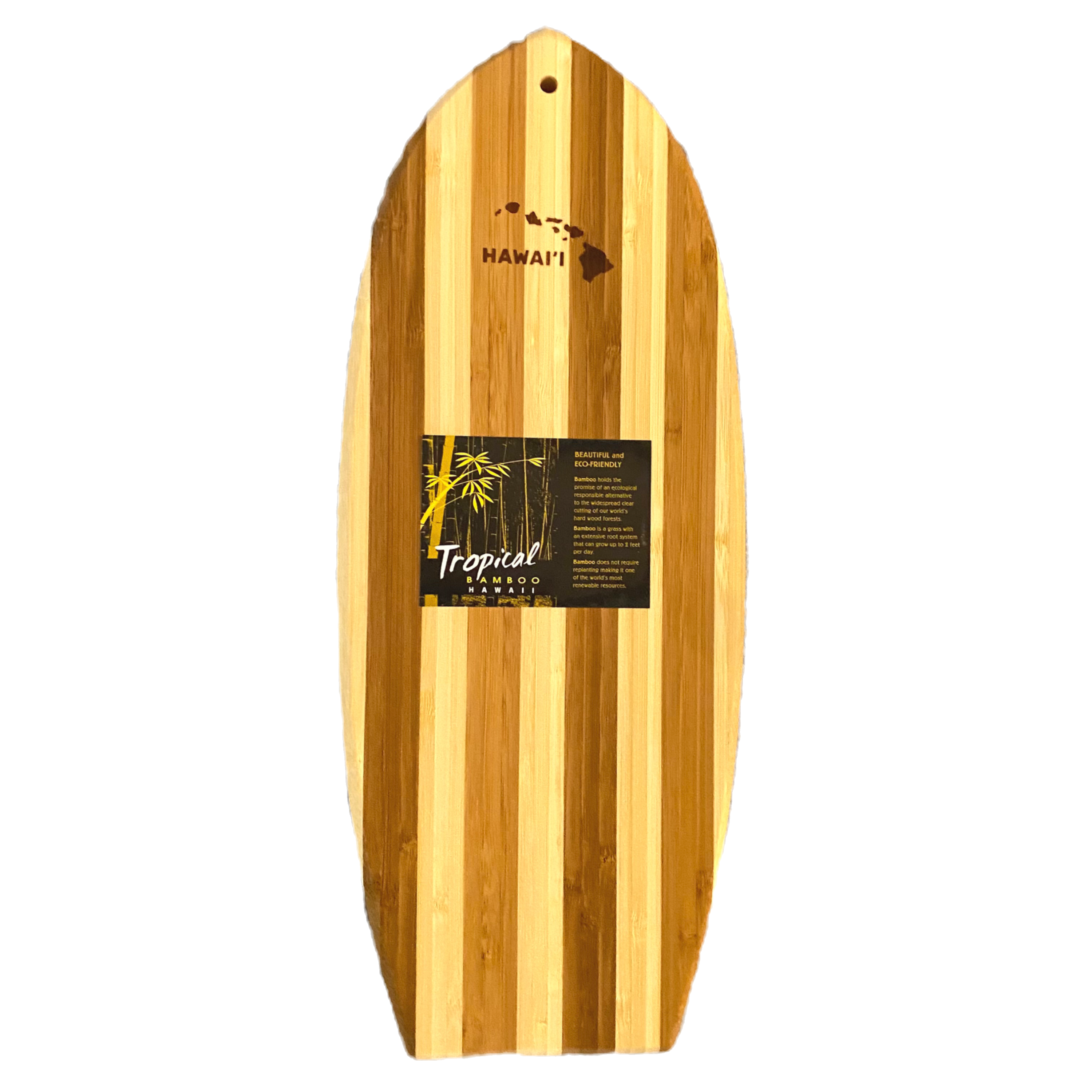 Bamboo Surfboard Hawaiian Islands Stamp Cutting/Serving Board