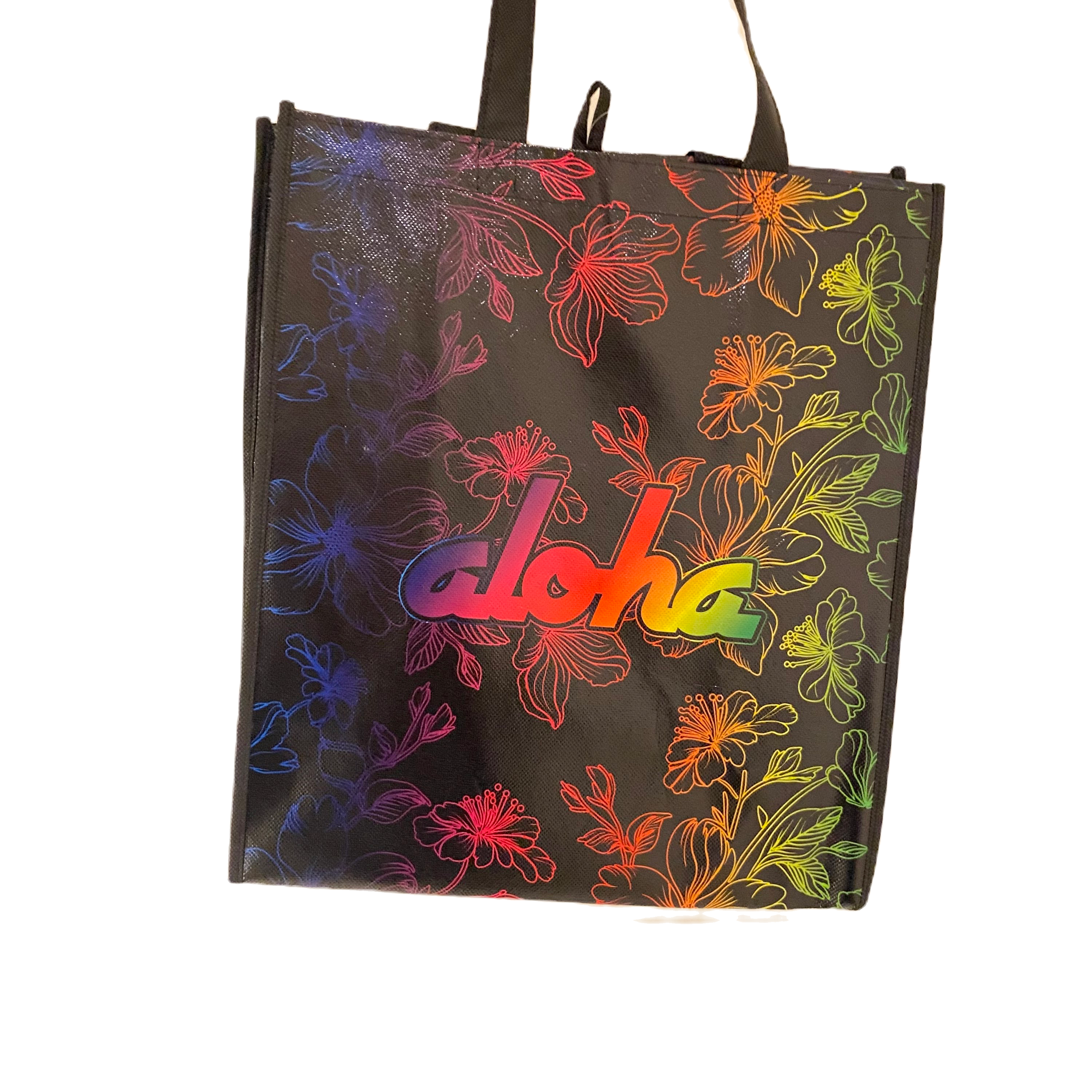 Aloha Rainbow Hibiscus Tote Bag