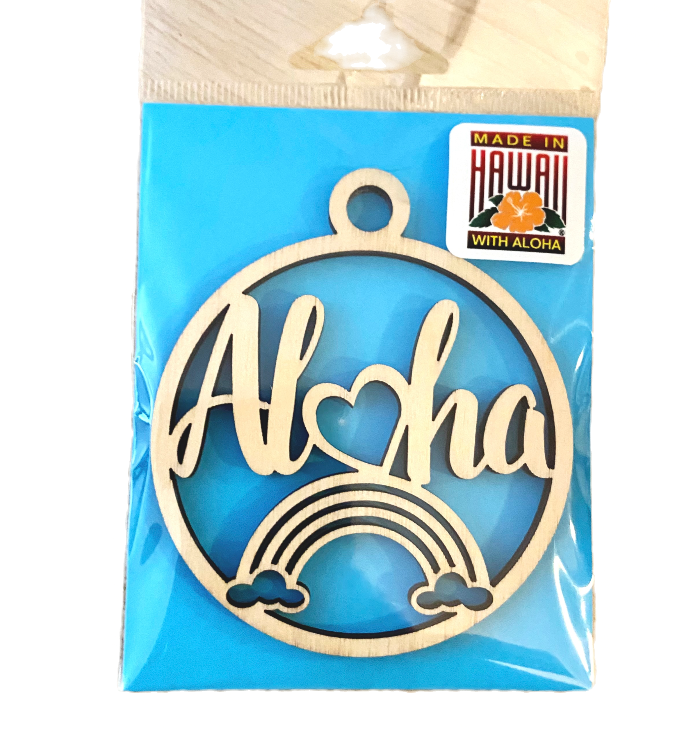 Hawaii Aloha Rainbow Wood Ornament