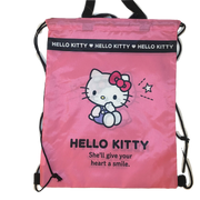 Hello Kitty Heart Smile Pink Large Drawstring Bag, from Japan