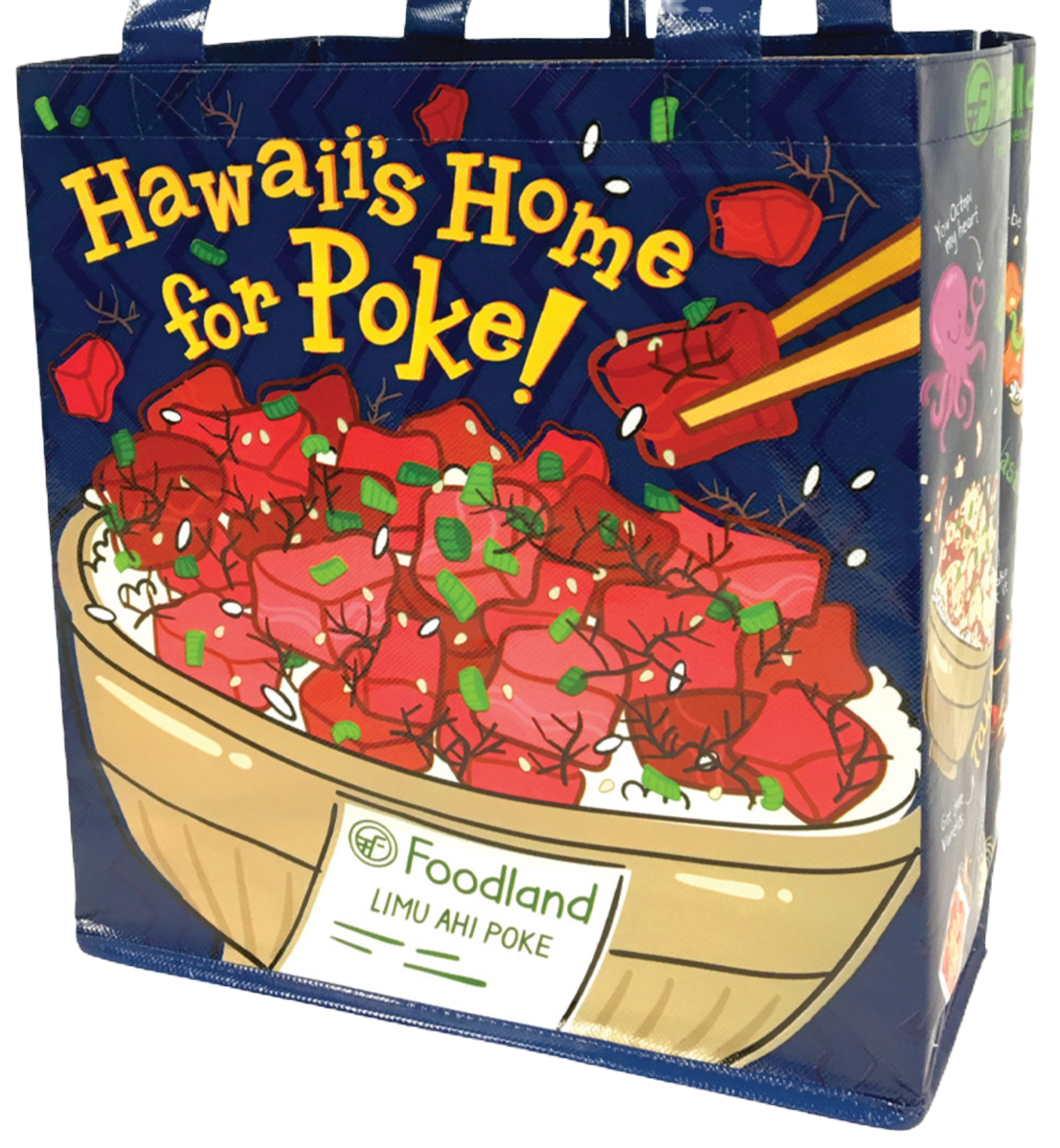 Foodland Insulated Blue Poke Tote Bag