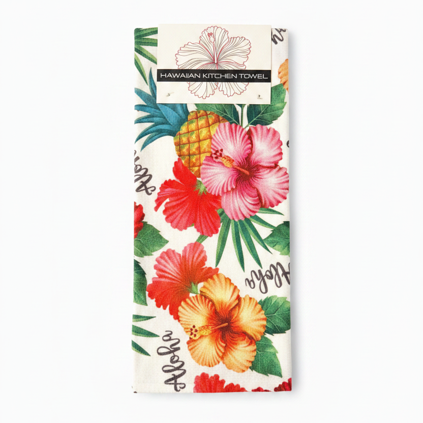 Hibiscus Aloha Hawaiian Kitchen 100% Microfiber Towel