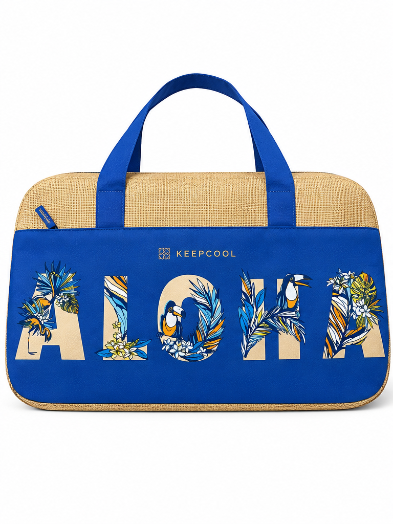 Canvas Aloha Blue Extra Large Shopping Cooler Tote Bag