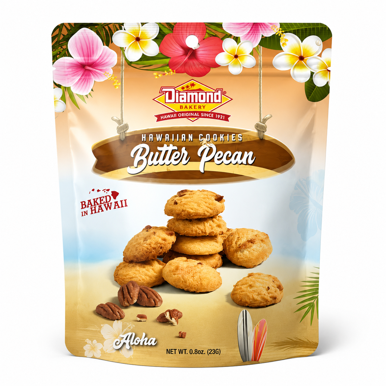 Diamond Bakery Hawaii  Butter Pecan Flavor Snack Size 0.8oz