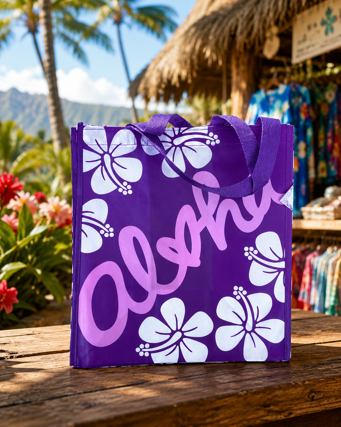 Aloha Hibiscus Purple Tote Bag