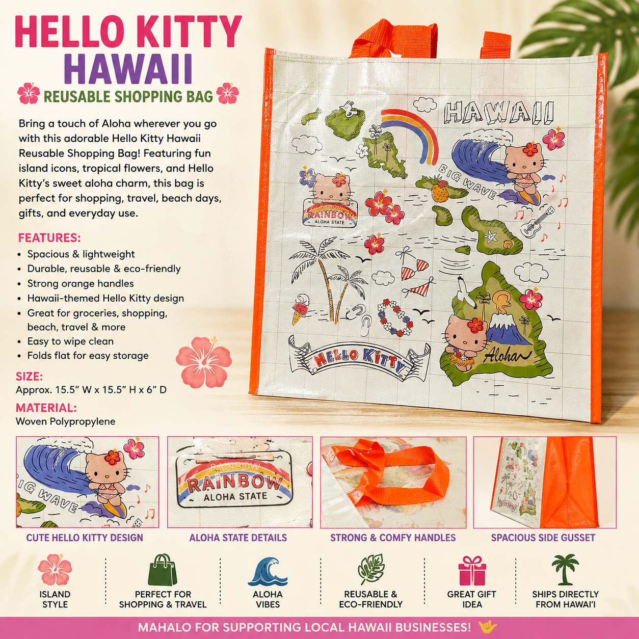 Hello Kitty Hawaii Islands Tote Bag