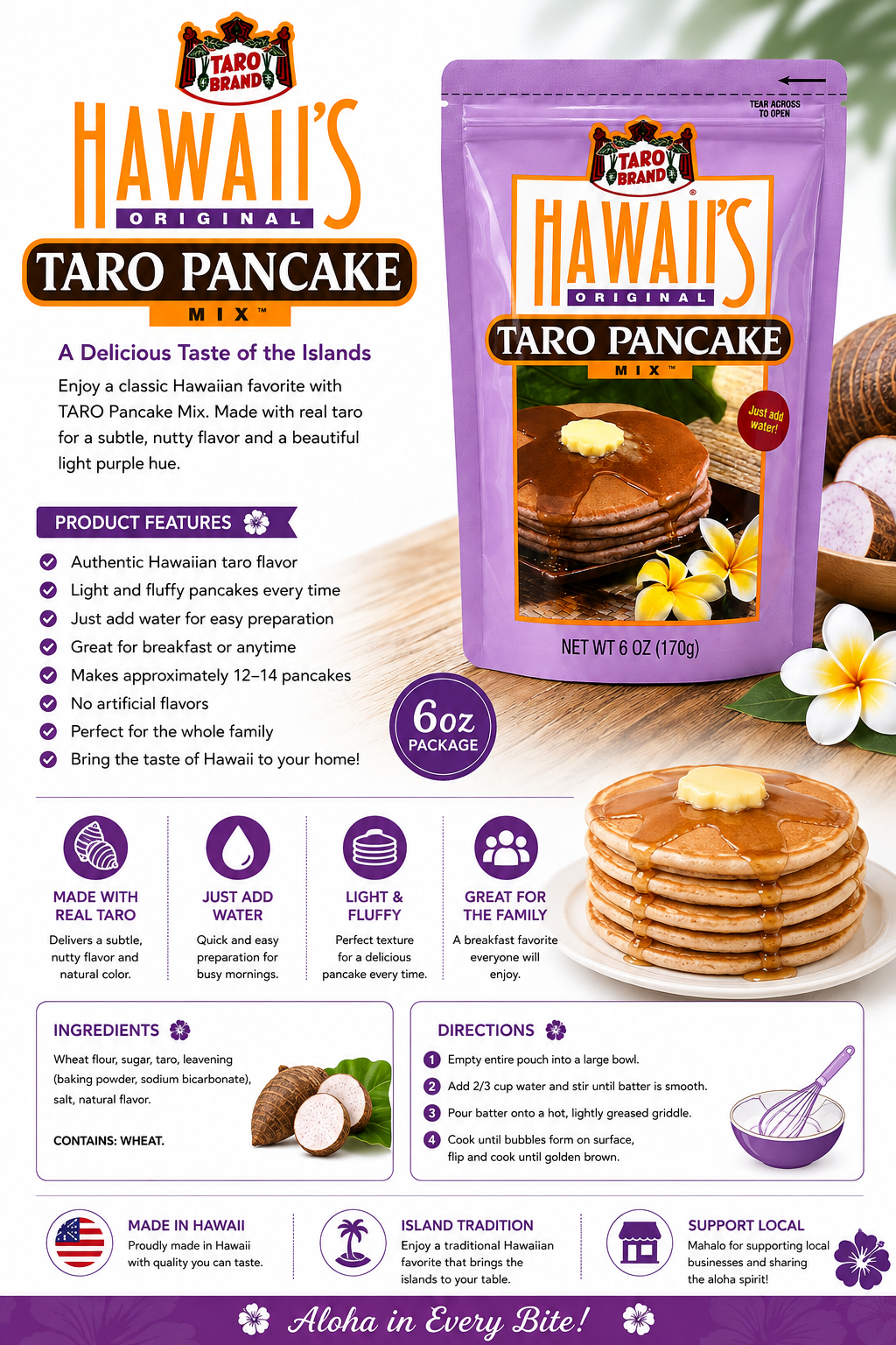 Taro Pancake Mix 6oz