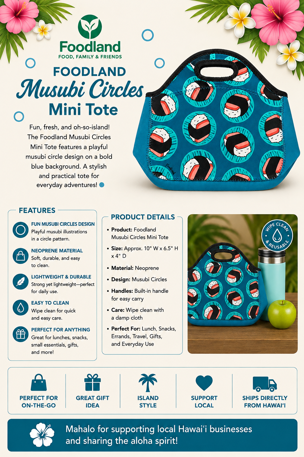 Foodland Musubi Circles Mini Tote