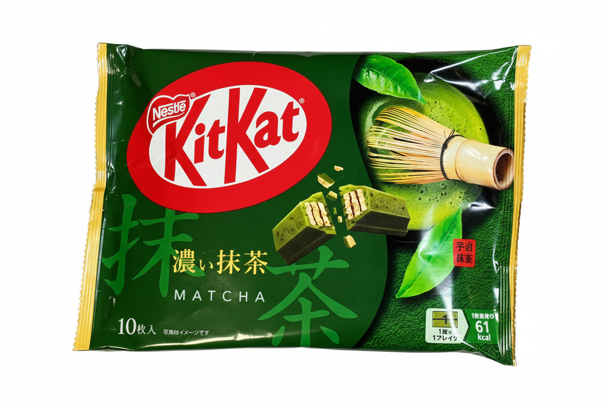KitKat Matcha green tea packaging with Nestle logo on a white background
