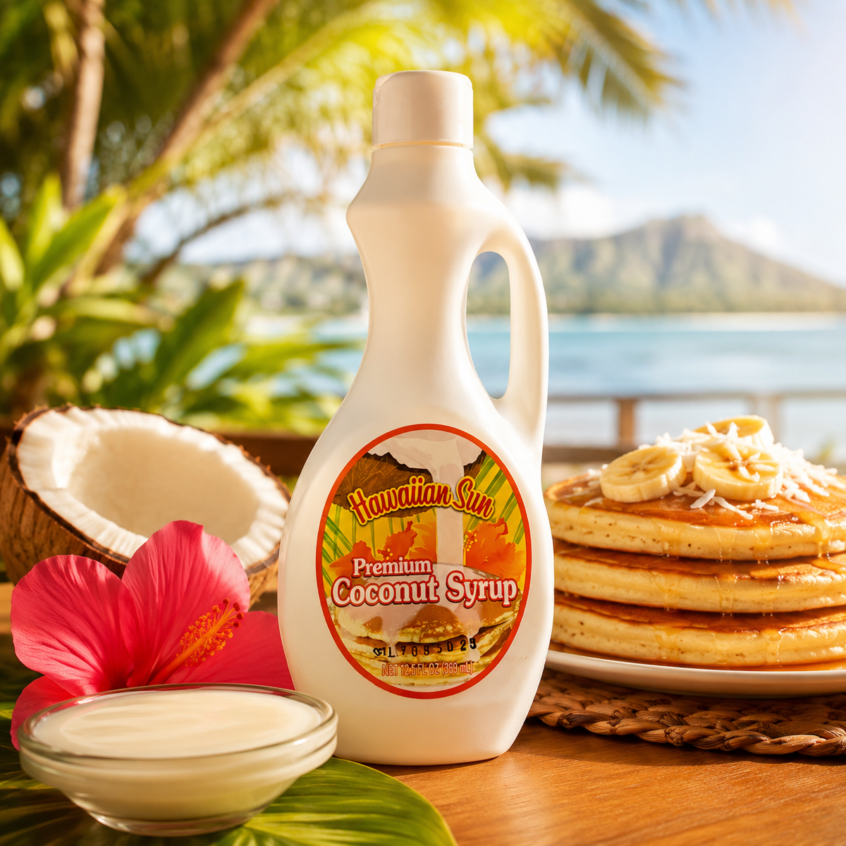Hawaiian Sun Premium Coconut Syrup 12 oz jug