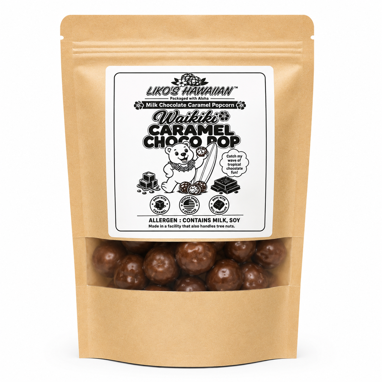 Waikiki ChoCoPop Milk Chocolate Caramel Popcorn 4oz