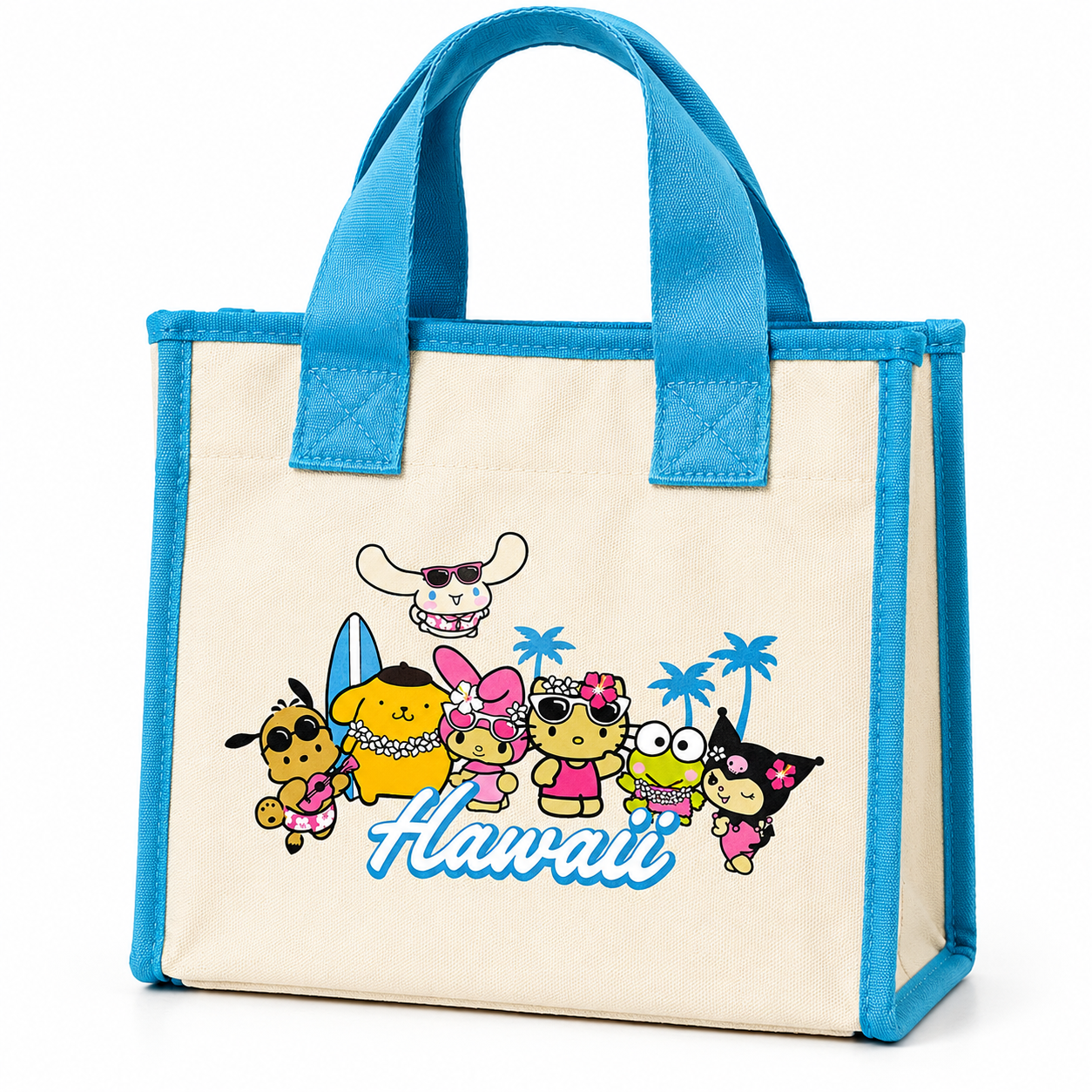 Hello Kitty Hawaiʻi Canvas Mini Tote Bag – Blue Trim Character Island Tote