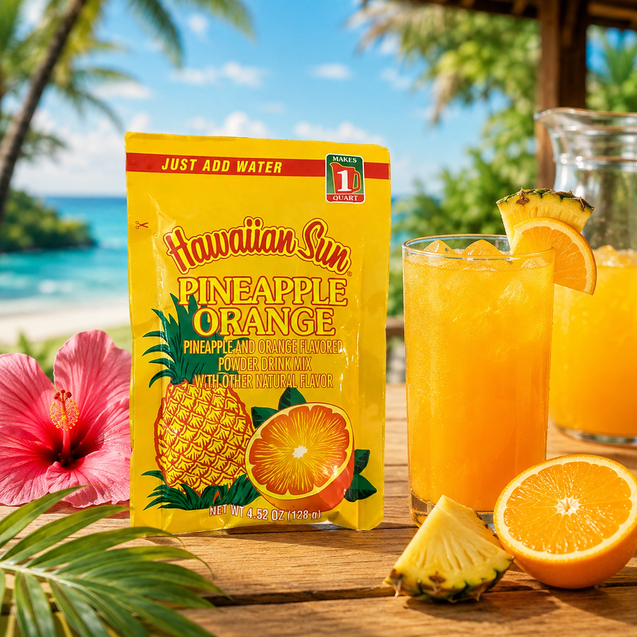 Hawaiian Sun Powder Mix Pineapple Orange, Just Add Water (1 Packet)