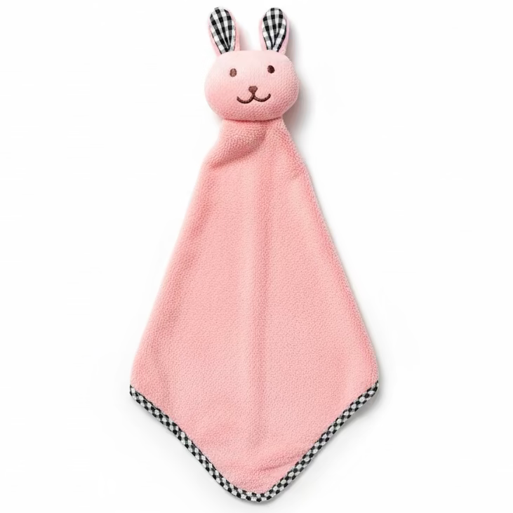 Pink plush toy with bunny ears