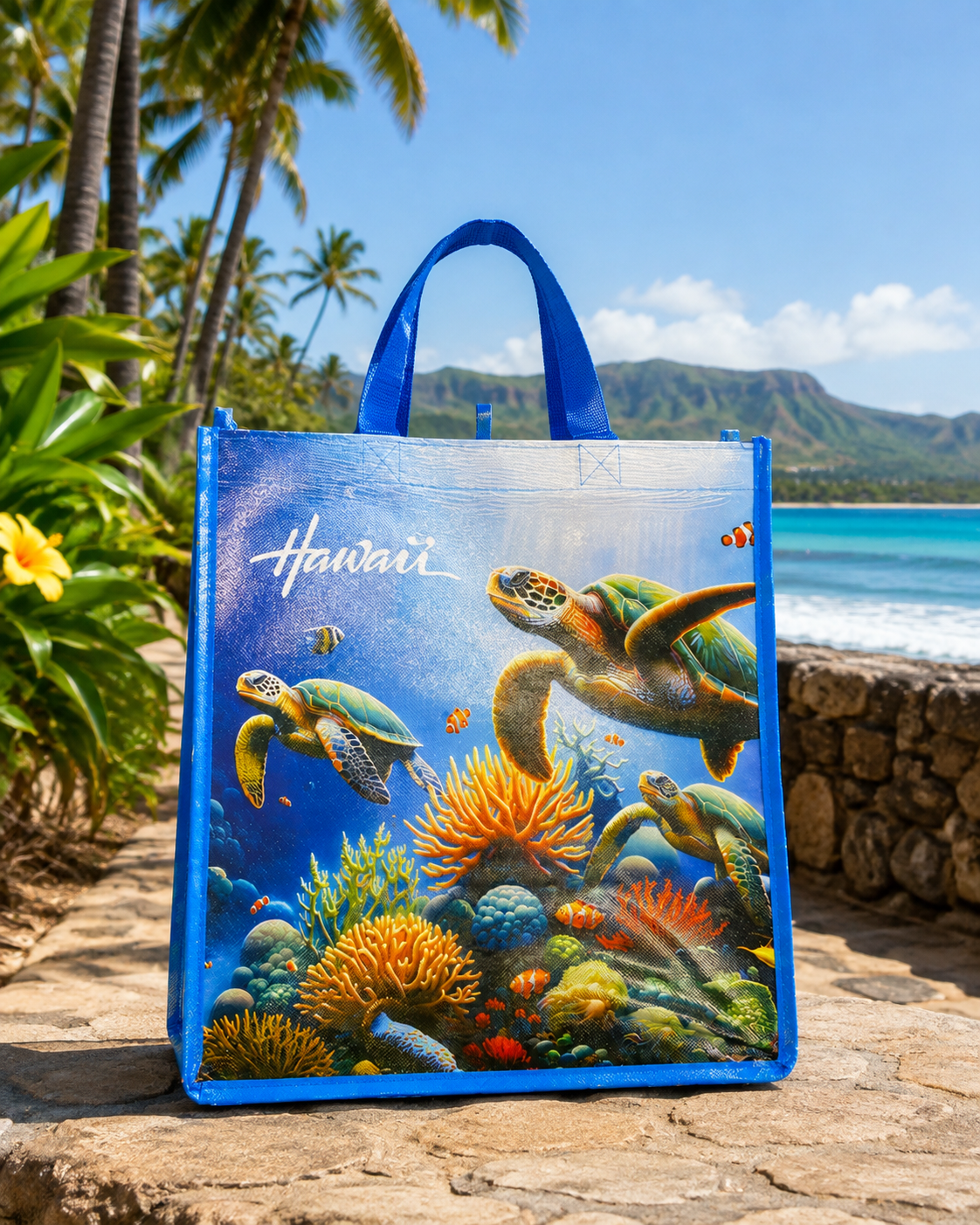 Hawaii Underwater Turtle Tote Bag