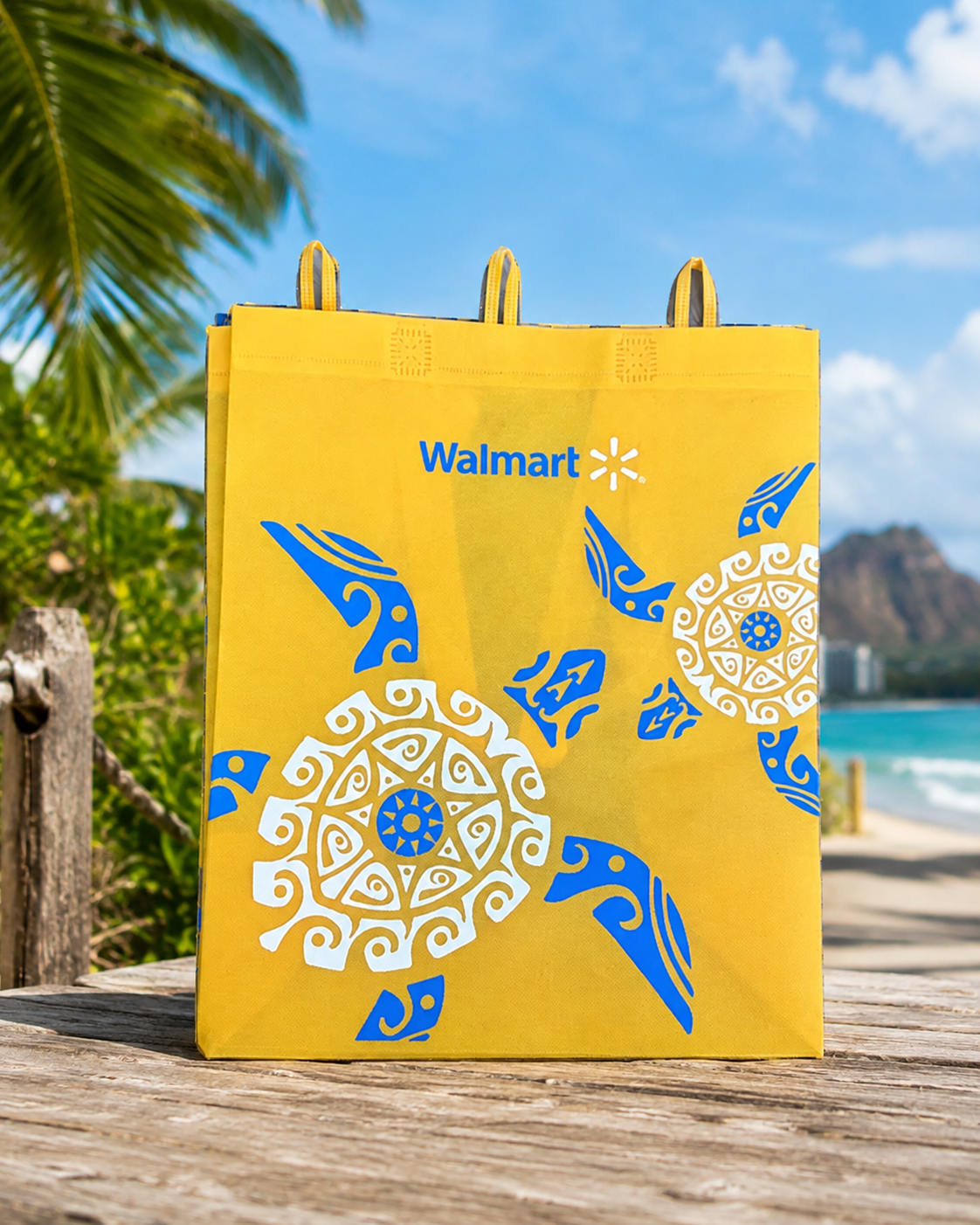 Walmart Yellow Hawaii Turtle Tote Bag