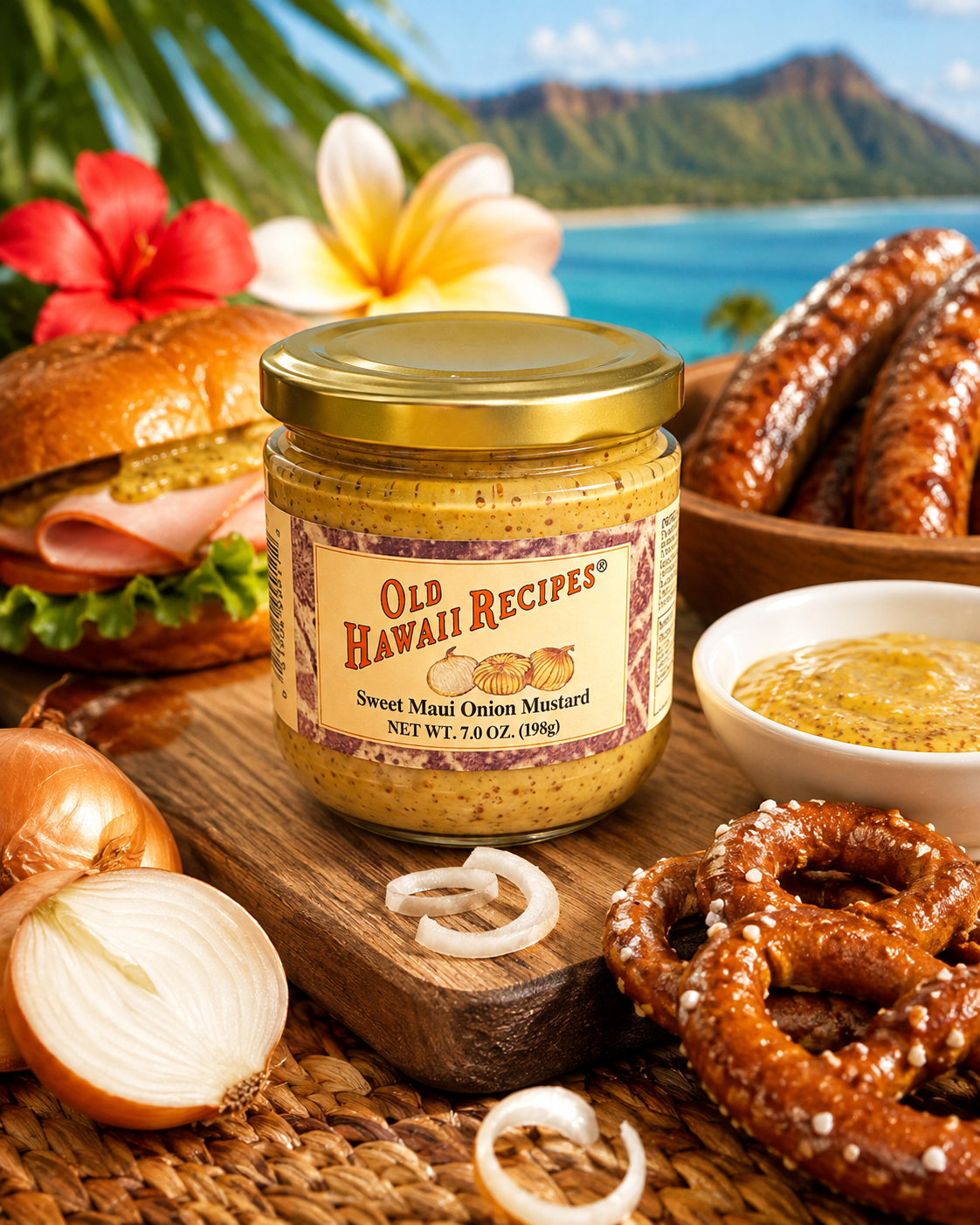 Old Hawaii Recipes Sweet Maui Onion Mustard 7 oz.