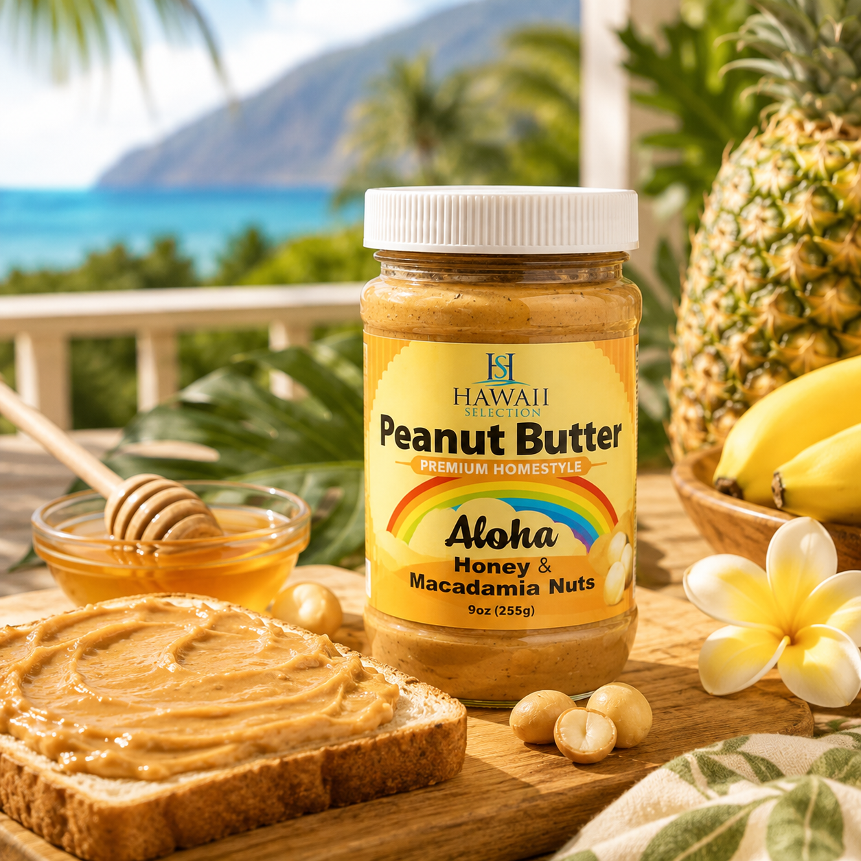 Hawaii Selection Peanut Butter w/Honey & Macadamia Nuts 9oz