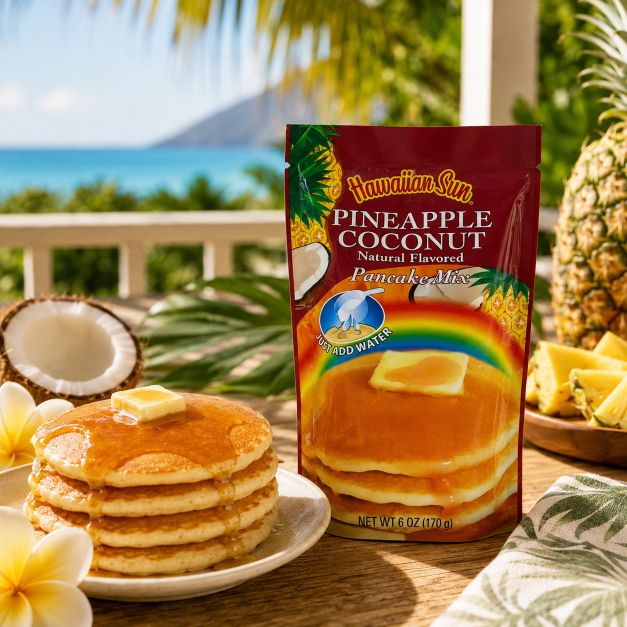 Hawaiian Sun Pineapple Coconut Pancake Mix 6oz.