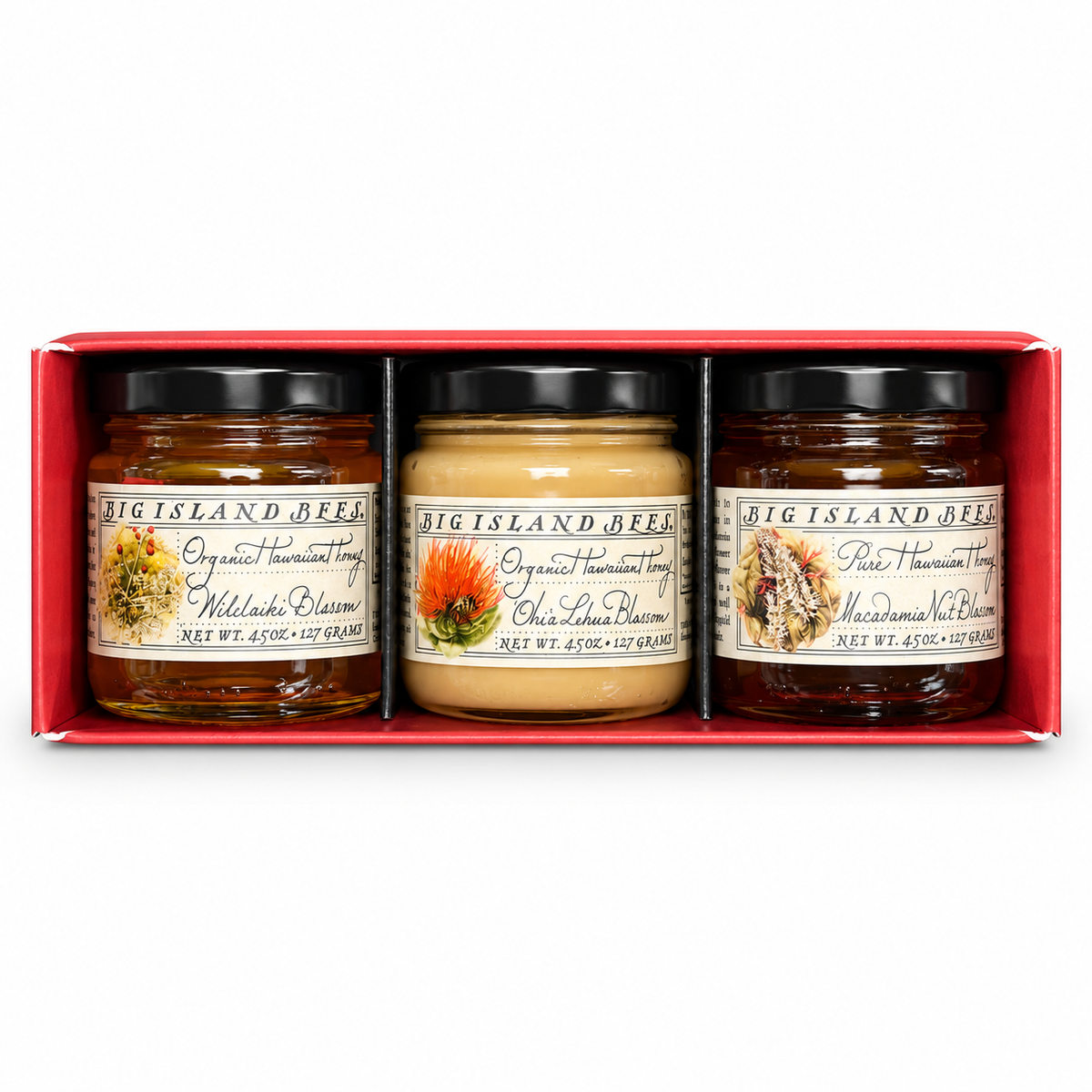 Big Island Honey Bees Hawaiian, Wililaiki, Ohia Lehua, Macnut Blossom 4.5oz