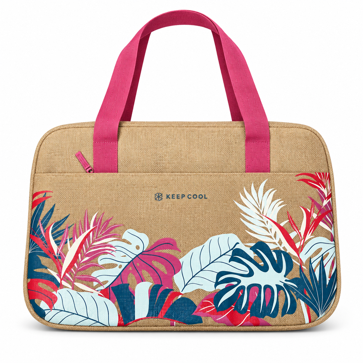 Canvas Tropical Leaves Extra Large Shopping Cooler Tote Bag